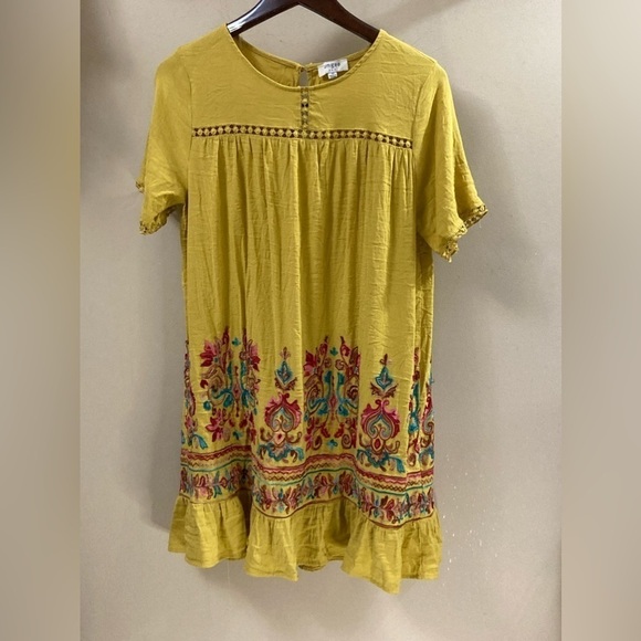 UMGEE Yellow Gold Short-Sleeve Dress Size Medium - Picture 1 of 11